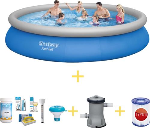 Bestway Zwembad - Fast Set - 457 x 84 cm - Inclusief WAYS Onderhoudspakket, Filterpomp & Filter
