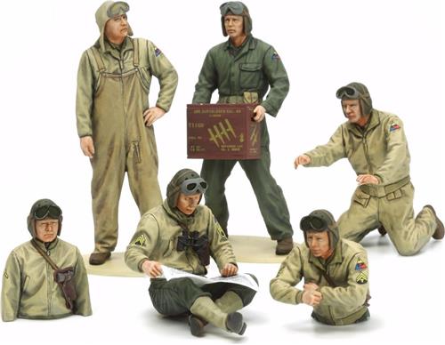 1:35 Tamiya 35347 U.S. Tank Crew set - European Theater - 6 Figuren Plastic Modelbouwpakket