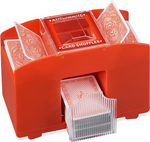 Relaxdays elektrische kaartenschudmachine - 4 decks - automatische kaartenschudder - rood