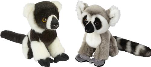 Ravensden - Apen serie pluche knuffels - 2x stuks - Ringstaart Maki en Pinche Aapje - 18 cm