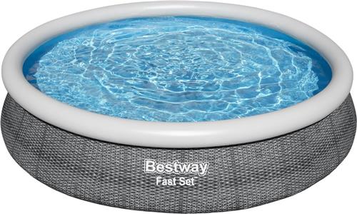 Bestway - Fast Set - Opblaasbaar zwembad inclusief filterpomp - 366x76 cm - Rattanprint - Rond
