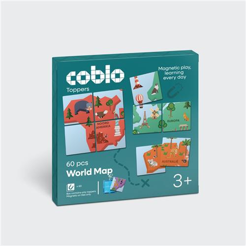 Coblo  Magnetic Tiles Toppers  Wereldkaart 60 stuks - Uitbreiding voor Magnetische tegels  Magnetisch speelgoed  Vanaf 3 jaar