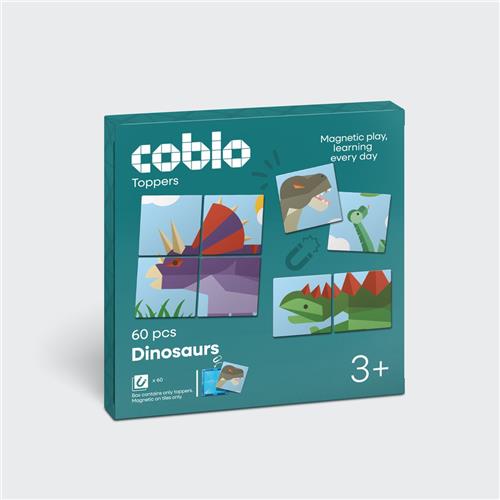 Coblo  Magnetic Tiles Toppers  Dinosaurs 60 stuks - Uitbreiding voor Magnetische tegels  Magnetisch speelgoed - Vanaf 3 jaar