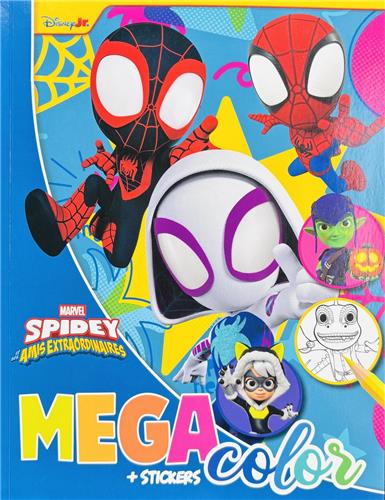 MegaColor Disney Junior Marvel Spidey Kleurboek  Spidey and His Amazing Friends  Extra Dik A4 Kleur- en Stickerboek