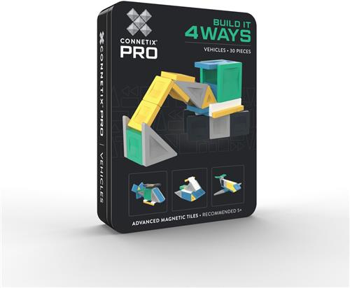 CONNETIX - Magnetisch Tegels - Pro Build-It Voertuigset - 30 Stuks - Magnetisch Speelgoed