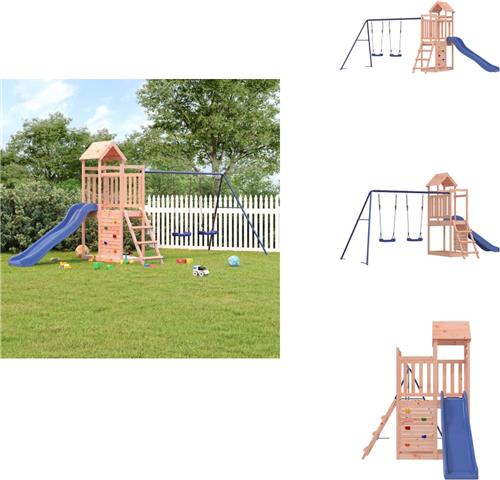 vidaXL Speelhuis - Speelhuizen - Buitenspeelsets - Speelset - Speelhuis met glijbaan schommels klimwand massief douglashout