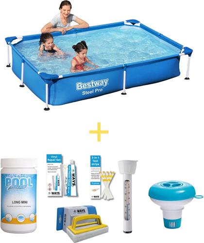Bestway Zwembad - Steel Pro - 221 x 150 x 43 cm - Inclusief WAYS Onderhoudspakket