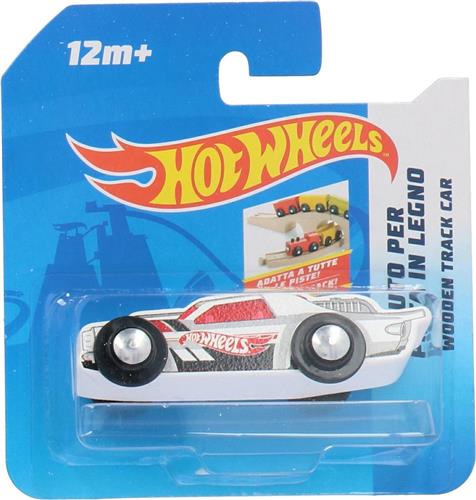 Hot Wheels Houten Auto Free Wheel 9 X 3 Cm Wit (b)