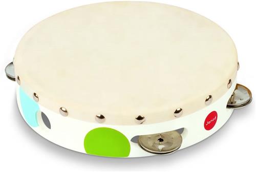 Janod Confetti - Tamboerijn Met Trommelvel - Leer Muziek Maken Met Deze Vrolijke Tamboerijn Met Cimbalen - Geschikt Vanaf 3 Jaar
