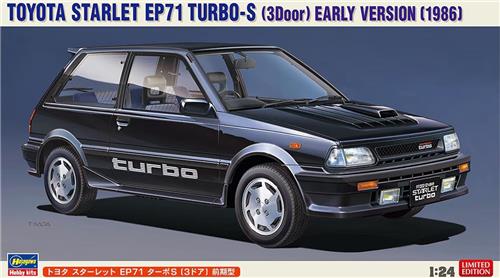 1:24 Hasegawa 20687 Toyota Starlet EP71 Turbo-S - 3 Deurs - Vroege Versie - 1986 Plastic Modelbouwpakket