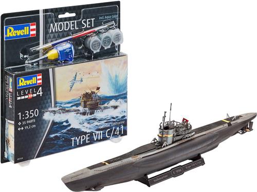 1:350 Revell 65154 German Submarine Type VII C/41 - Model Set Plastic Modelbouwpakket