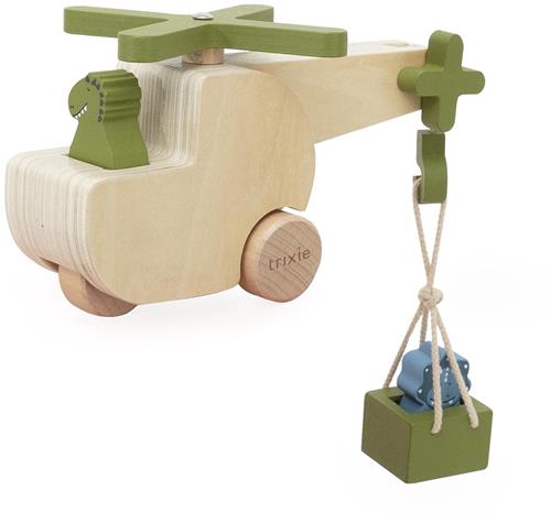 Trixie Houten Dierenhelikopter  Houten Speelgoed Helikopter met Draaibare Propellers en Hijsmand  Vanaf 18 Maanden
