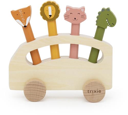 Trixie Houten Pop-up Dierenbus  Houten Activiteitenspeelgoed met Dierenfiguren
