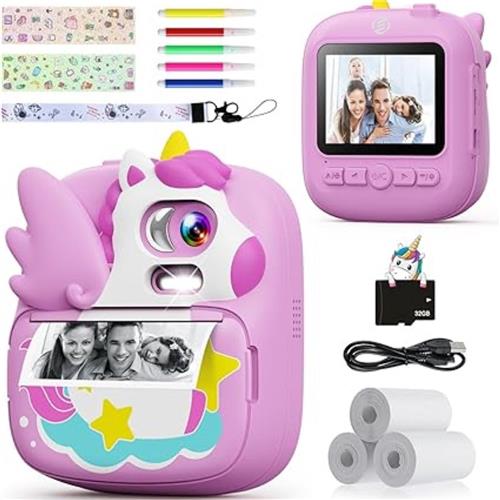 Equivera Kindercamera met Foto Printer - Kindercamera - Printcamera - Digitale Camera Kinderen - Speelgoed Camera