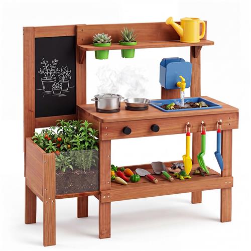 COSTWAY Matschkeuken voor Kinderen Outdoor, Speelkeuken met Watertank en Waterkraan