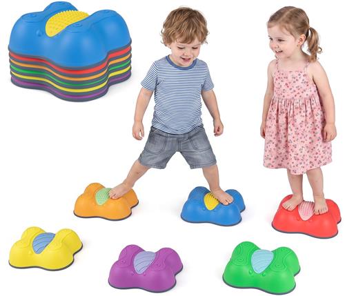 COSTWAY Balanceerstenen voor kinderen, set van 6 trapstenen, antislip