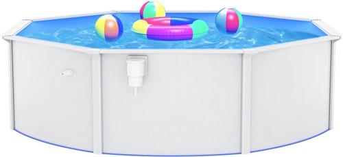 vidaXL - Zwembad - met - stalen - wand - rond - 460x120 - cm - wit