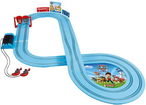 PAW Patrol - Carrera Racebaan + 2 Auto's - 2,90 Meter Lang - Paw Patrol Speelgoed - Speelgoed vanaf 3 Jaar - Speelgoed Auto - Speelgoed Autos - Speelgoed Autos Jongens - Raceauto - Racebaan Elektrisch
