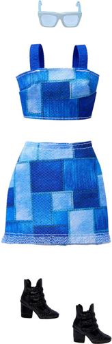 Barbie Style Fashions Outfit en Accessoires - Blauwe Jurk met Zwarte Hakken en Zonnebril