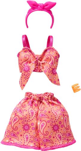 Barbie Style Fashions Outfit en Accessoires - Fleurige Oranje Jurk met Haarband