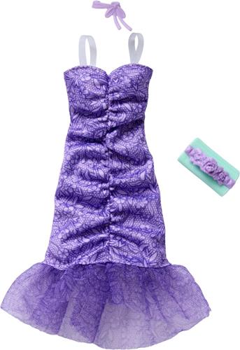 Barbie Style Fashions Outfit en Accessoires - Stijlvolle Paarse Jurk met Portemonnee en Ketting