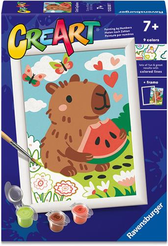 Ravensburger CreArt Cute Capibara - Schilderen op Nummer - Kids - Vanaf 7 Jaar