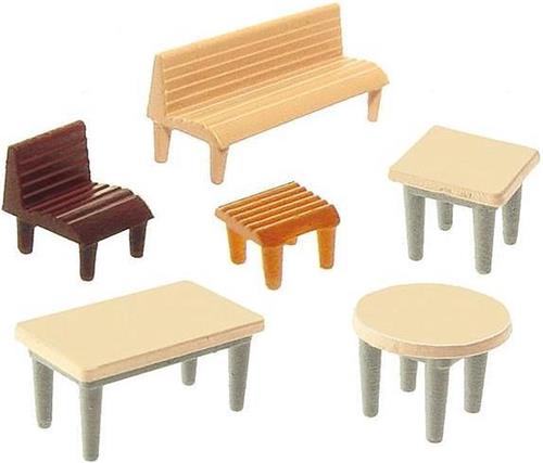 Faller - 7 Tafles, 24 Stoelen, 12 Banken