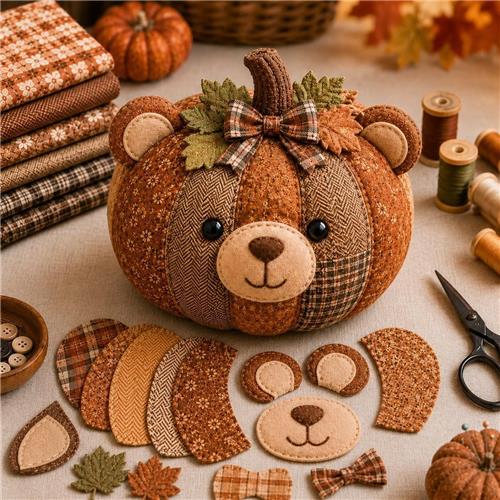 KZQ DIY Naaipakket Pompoen Dier Met Herfststoffen  Knutselset Voor Herfstdecoratie