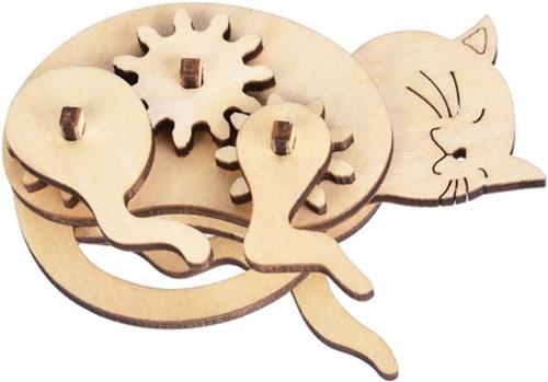 Bouwpakket 3D Houten Puzzel Kat Mechanisch
