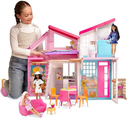 Barbie - Enorm Groot Barbie Huis - Poppenhuis met Meubels en Accessoires - 70 cm Hoog - Malibu Villa - Speelhuis - Barbiehuis Droomhuis - Zonder Barbie Poppen - Barbiepop