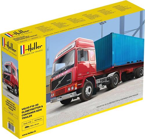 1:32 Heller 81702 Volvo F-12-20 Globetrotter with Container & Trailer Plastic Modelbouwpakket