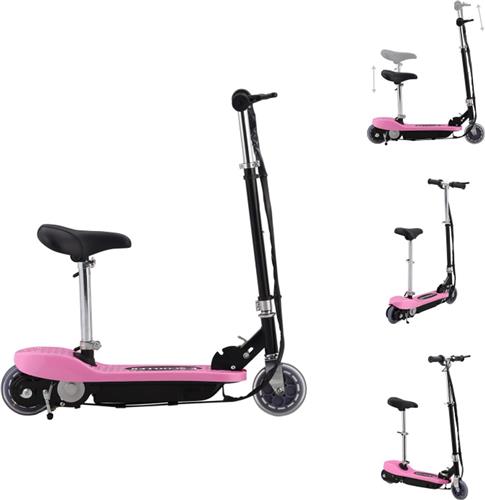 vidaXL Elektrische Step - Elektrische Steppen - Elektrische Steps - Electrische Step - Step elektrisch met zitje 120 W roze
