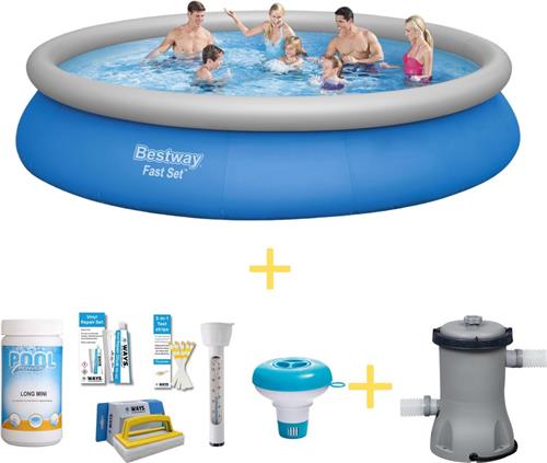 Bestway Zwembad - Fast Set - 457 x 84 cm - Inclusief WAYS Onderhoudspakket & Filterpomp