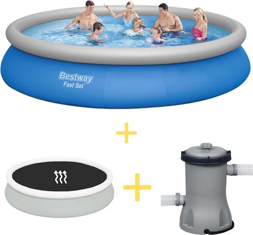 Bestway Zwembad - Fast Set - 457 x 84 cm - Inclusief Solarzeil & Filterpomp