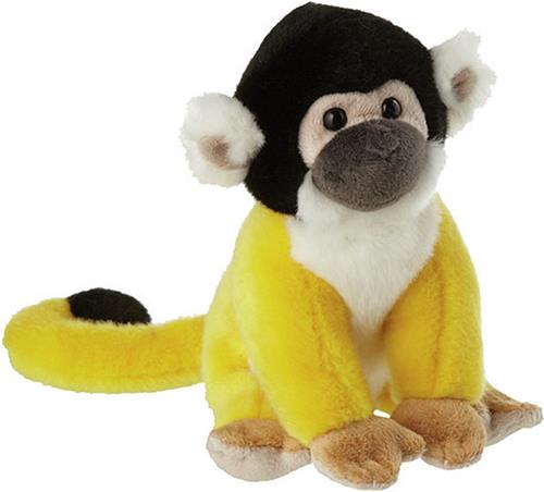Nature Planet pluche knuffel Squirrel aapje - 18 cm - geel/zwart - apen knuffeldieren - Cadeau