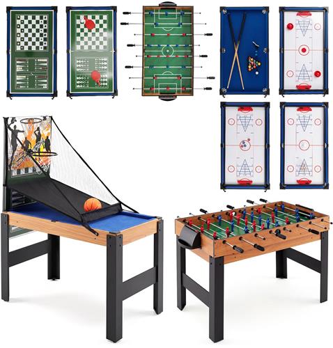 COSTWAY 14-in-1 Tafel voor Tafelvoetbal met Biljart & Hockey & Tennis