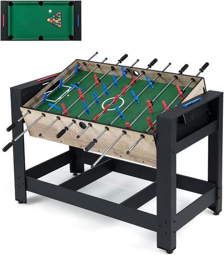 COSTWAY Multi speeltafel, draaibaar, 2-in-1/3-in-1, multifunctionele tafel met tafelvoetbal en biljarttafel, tafelvoetbal, complete set voor kinderen, volwassenen, voetbaltafel voor thuis, speelkamer