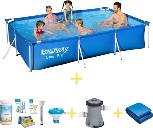 Bestway Zwembad - Steel Pro - 300 x 201 x 66 cm - Inclusief WAYS Onderhoudspakket, Filterpomp & Grondzeil
