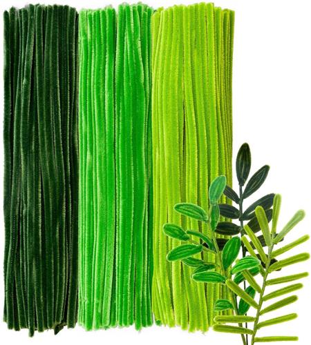 Pijpenragers 300 stuks  Chenillestelen 6 mm x 30 cm  GradiÃ«nt Groen  Voor Bloemen Maken, Kerstdecoratie en DIY Knutselprojecten