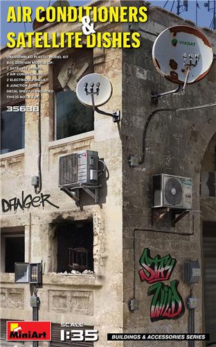 1:35 MiniArt 35638 Diorama Air Conditioners and Satellite Dishes Plastic Modelbouwpakket