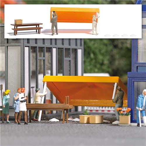 Busch - Marktstand Aufbau H0 (7/22) *bu1821 - modelbouwsets, hobbybouwspeelgoed voor kinderen, modelverf en accessoires