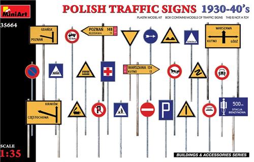 1:35 MiniArt 35664 Polish Traffic Signs 1930-40s Plastic Modelbouwpakket