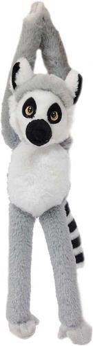 Eco Knuffel Hangaap - Ringstaartmaki - Katta - Grijs-Zwart-Wit - Geborduurde Ogen - 38 cm