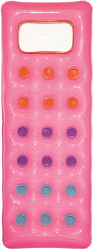 Roze luchtmatras met doorschijnend hoofdkussen en gekleurde stippen 188 cm volwassenen