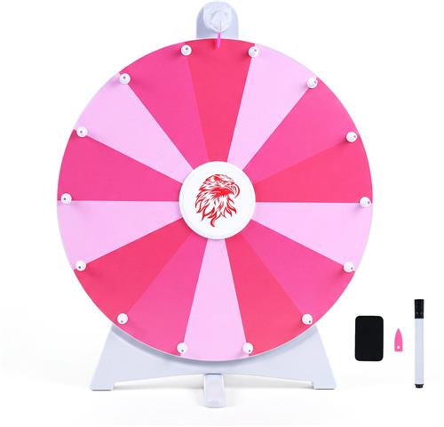 COSTWAY 50 cm gelukswiel om te draaien voor tafel en vloer (roze, tafel)