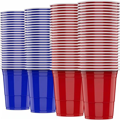 Somstyle Beerpong Bekers - 100 Stuks - Red Cups 500 ML - Beer Pong Set - Blauw & Rood