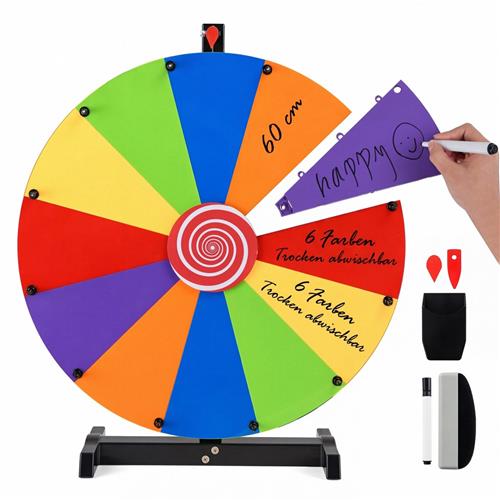COSTWAY Gelukswiel om te draaien, 60 cm roulette-spinner met standaard