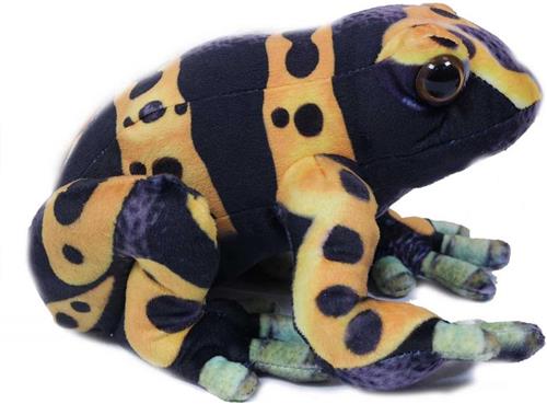 Pia soft Toys Knuffeldier Kikker - gifkikker dendrobates leucomelas - premium kwaliteit knuffels - geel - 24 cm