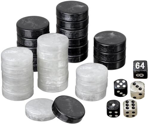 Philos Backgammon speelstukken set Large 34 mm zwart/wit