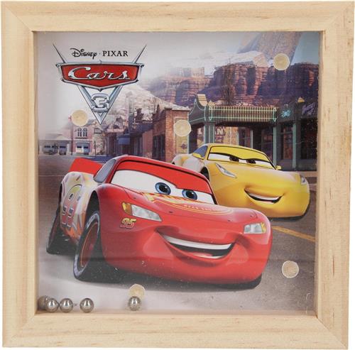 Disney Pixar Cars Houten Geduldsspel met 5 Balletjes  14x14cm | Geduldspuzzel | Uitdagende Puzzels | Behendigheids Spel